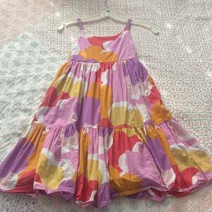 Mini Boden Pink, Purple, Yellow, Red Cloud-Print Tiered Sundress